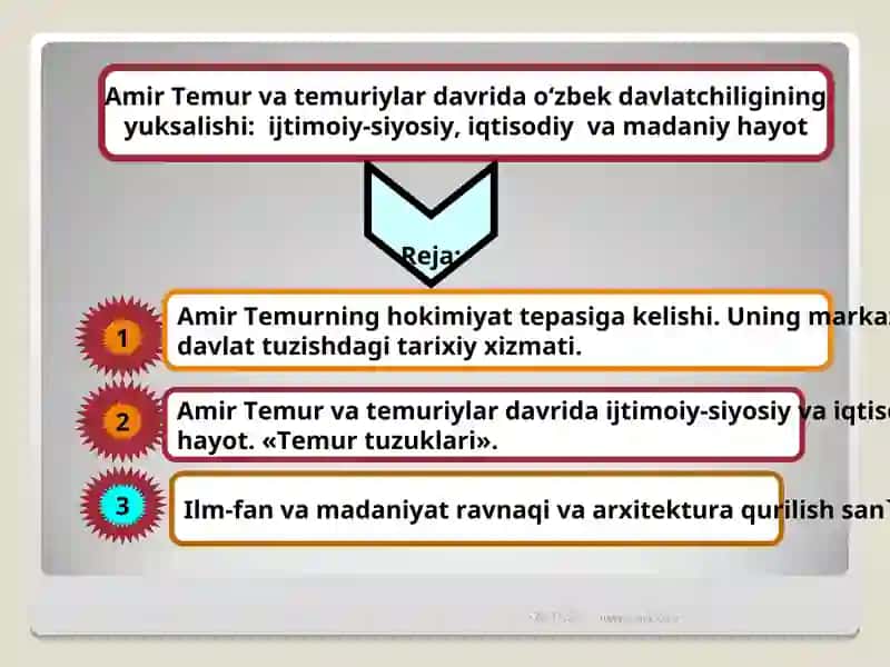 Amir Temur va temuriylar davrida o‘zbek davlatchiligining yuksalishi 1