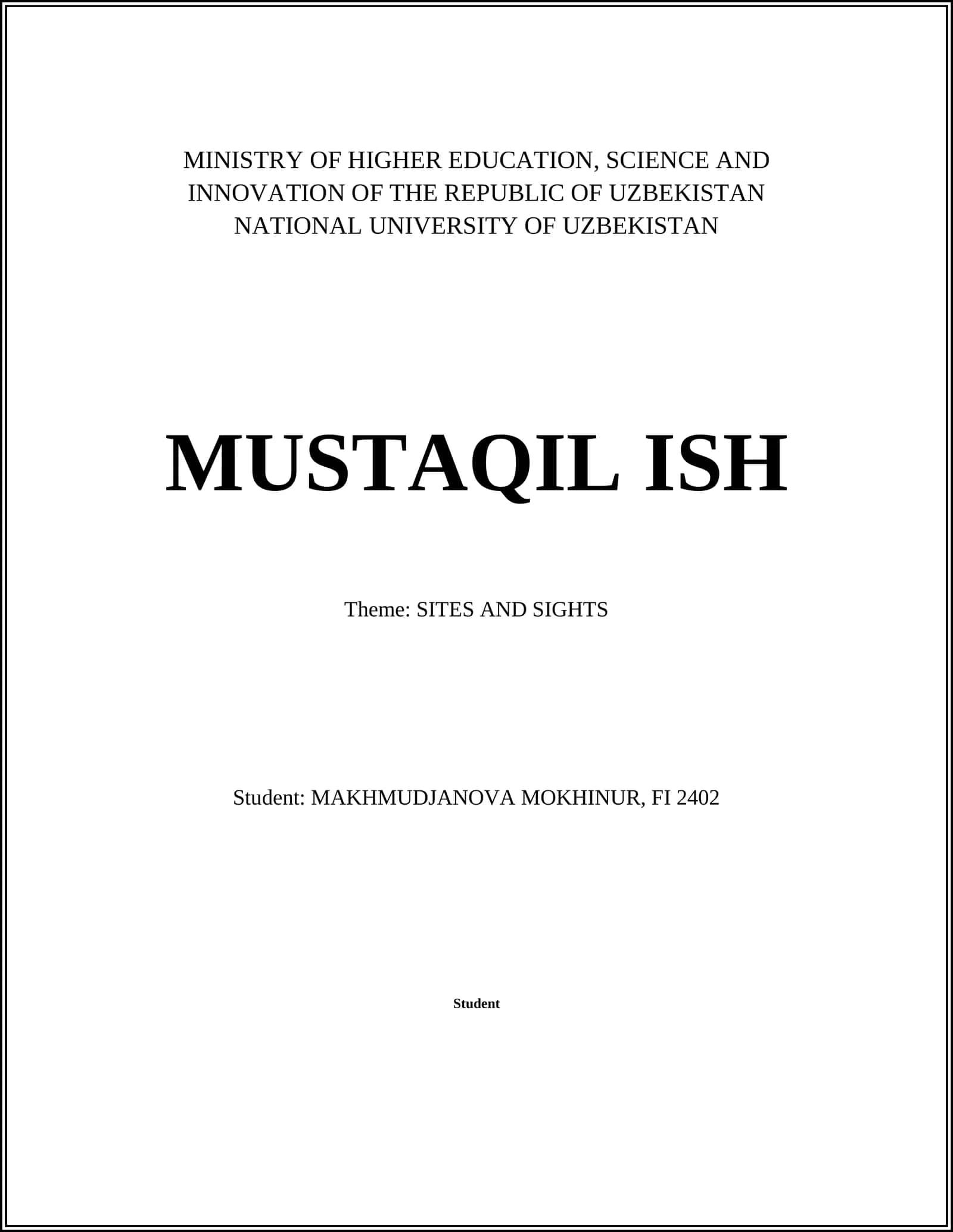 MUSTAQIL ISH 1