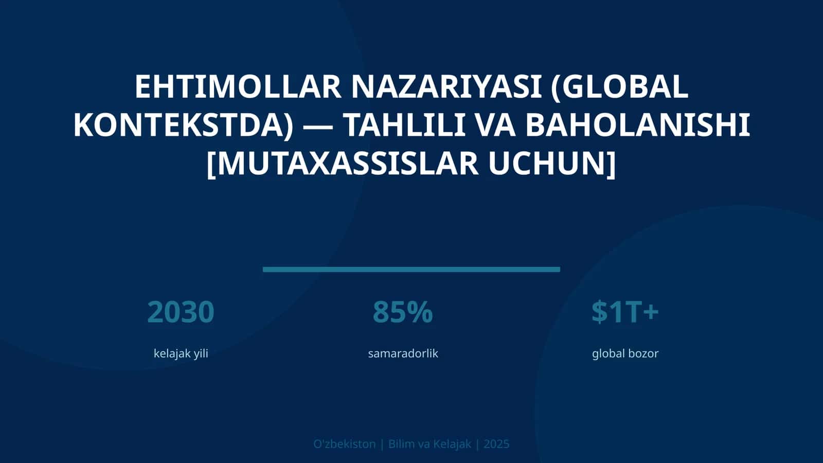 Ehtimollar nazariyasi (global kontekstda) — tahlili va baholanishi [mutaxassislar uchun] 1