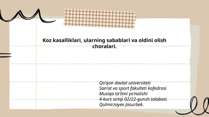 Koz kasalliklari, ularning sabablari va oldini olish choralari 1
