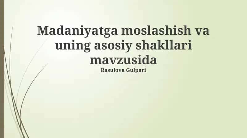 Madaniy moslashuv 1