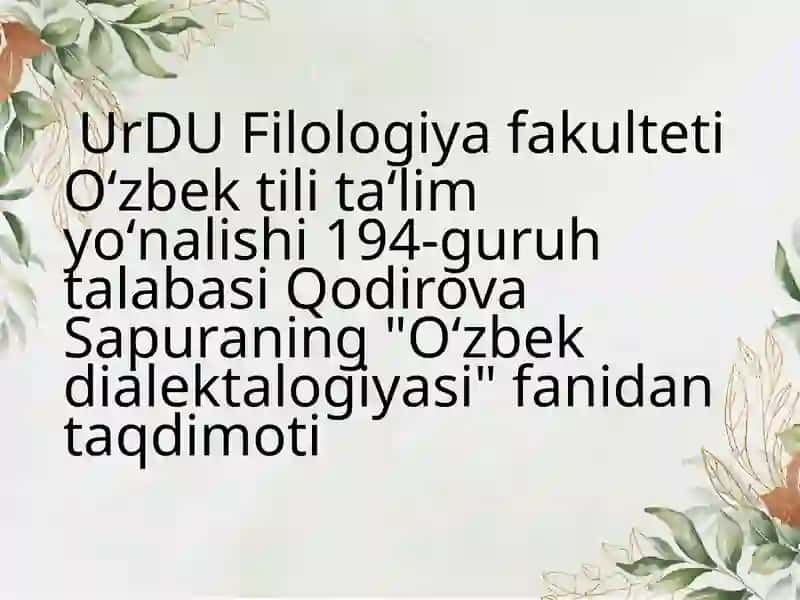 O'zbek Dialektalogiyasi 1