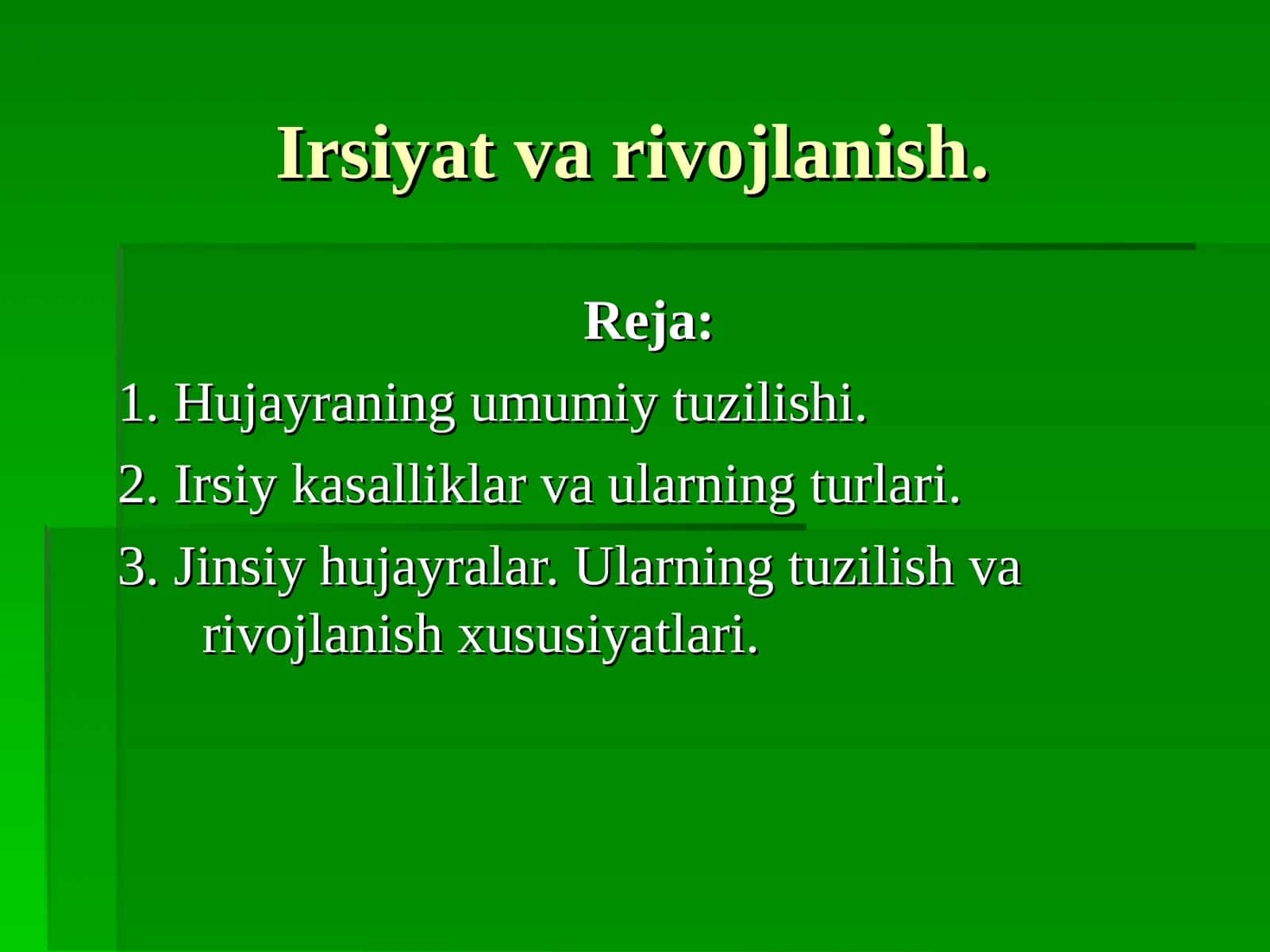 Irsiyat va rivojlanish 1