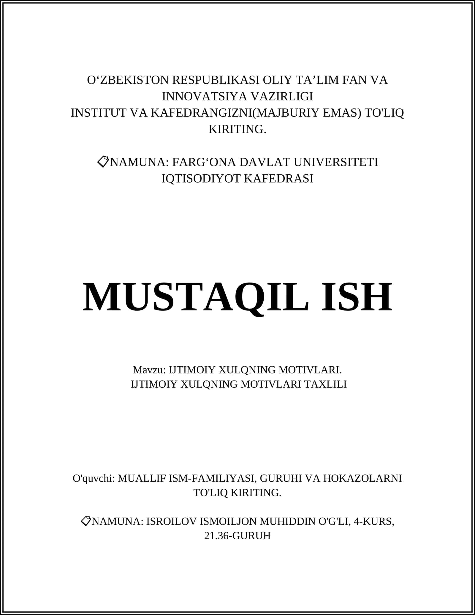 IJTIMOIY XULQNING MOTIVLARI 1