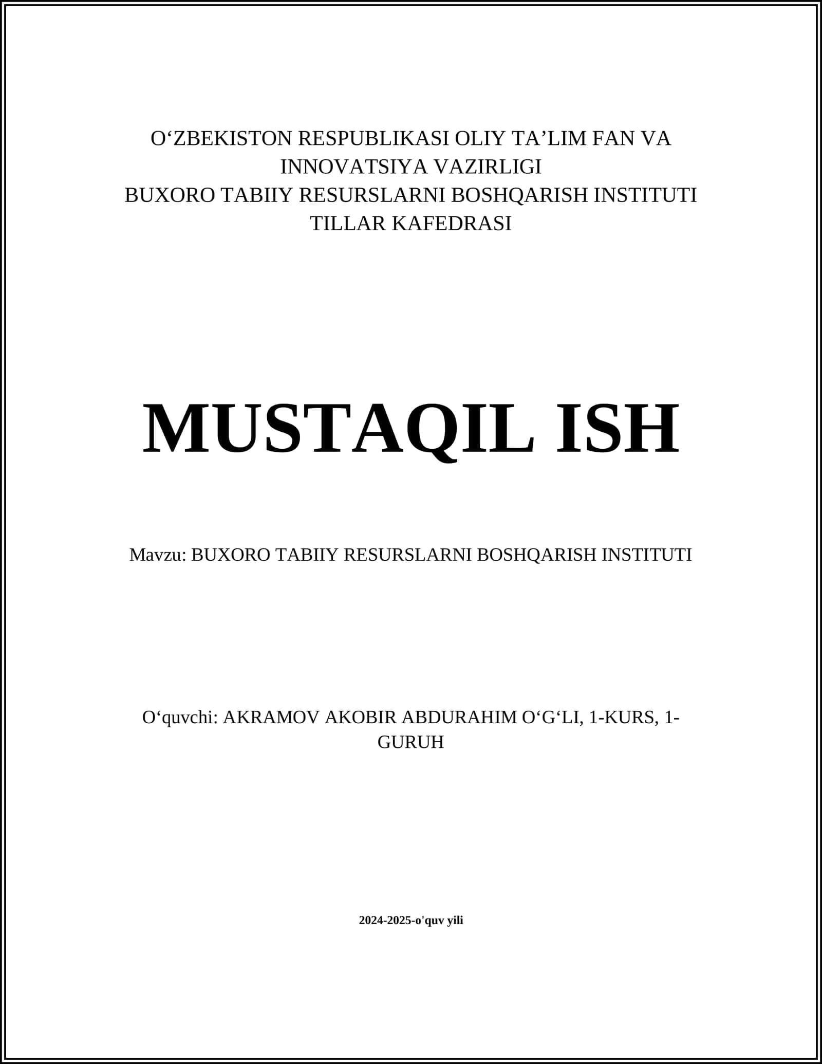 Buxoro Tabiiy Resurslarni Boshqarish Instituti 1