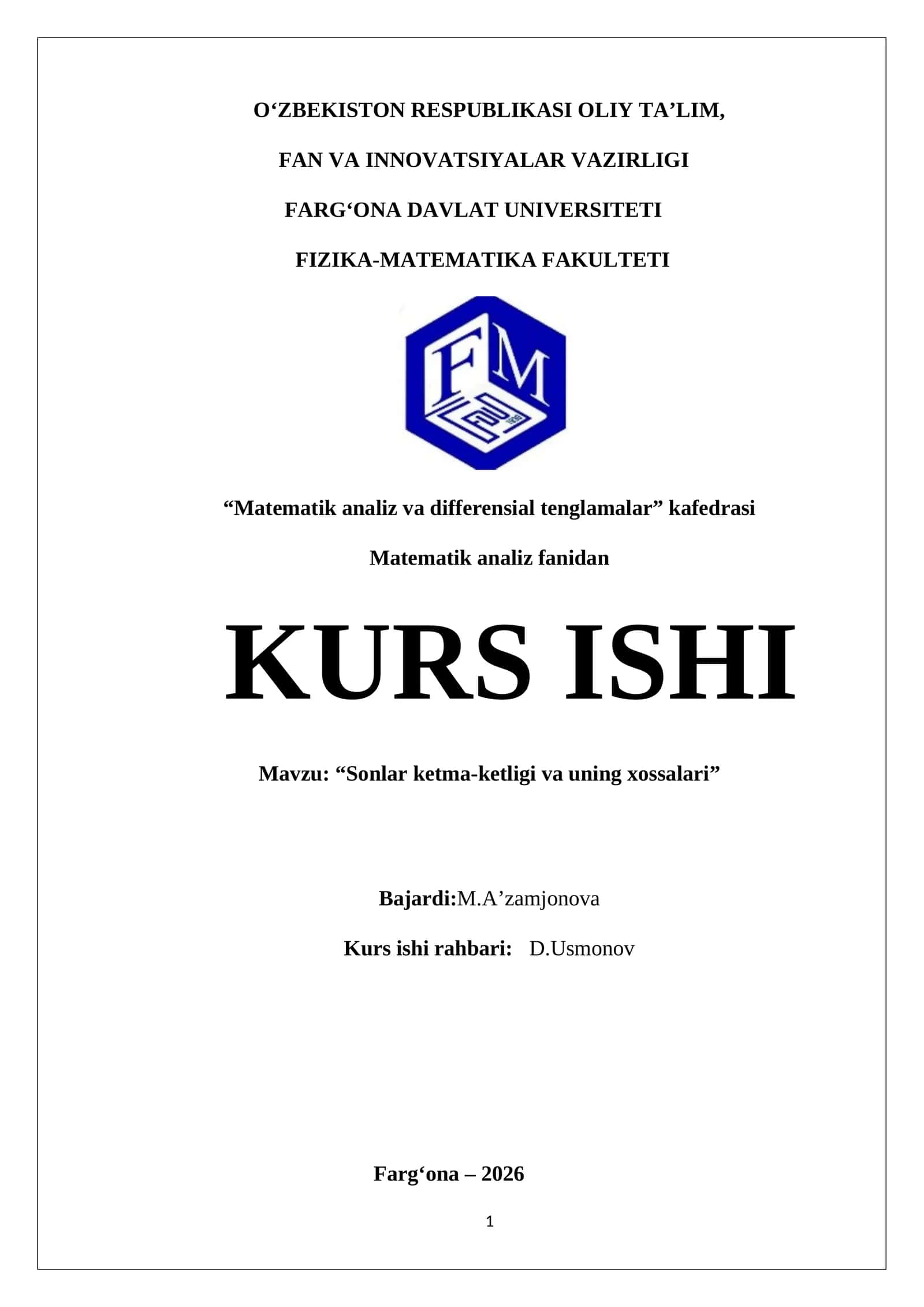 Sonlar ketma-ketligi va uning xossalari 1
