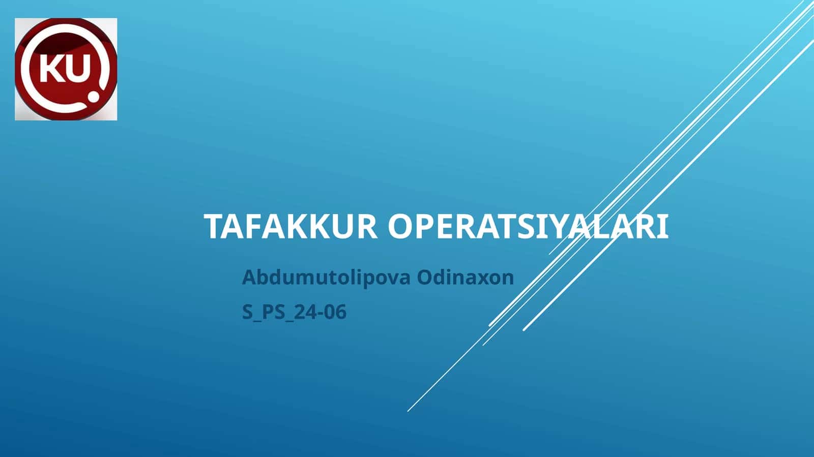 TAFAKKUR OPERATSIYALARI 1
