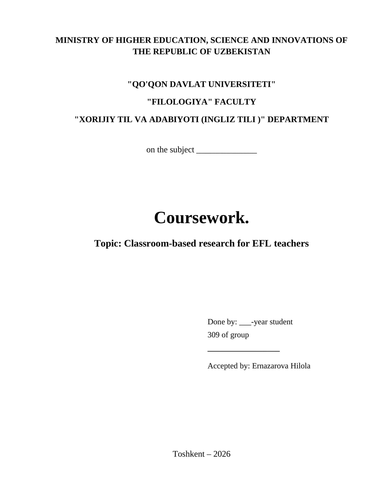 Classroom-based research for EFL teachers 1