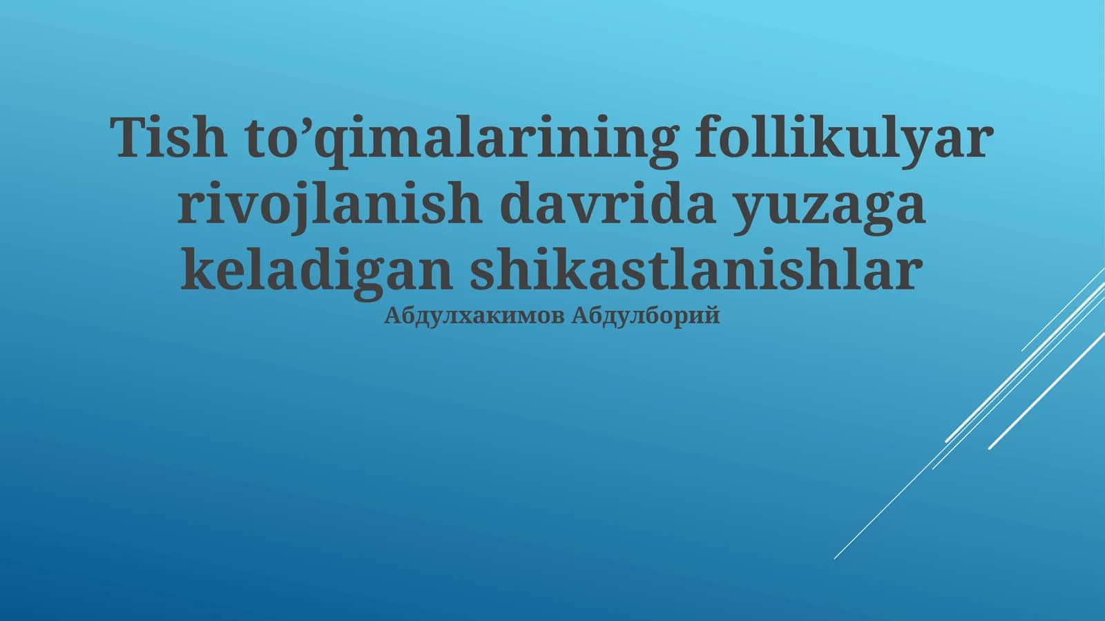Tish to’qimalarining follikulyar rivojlanish davrida yuzaga keladigan shikastlanishlar 1