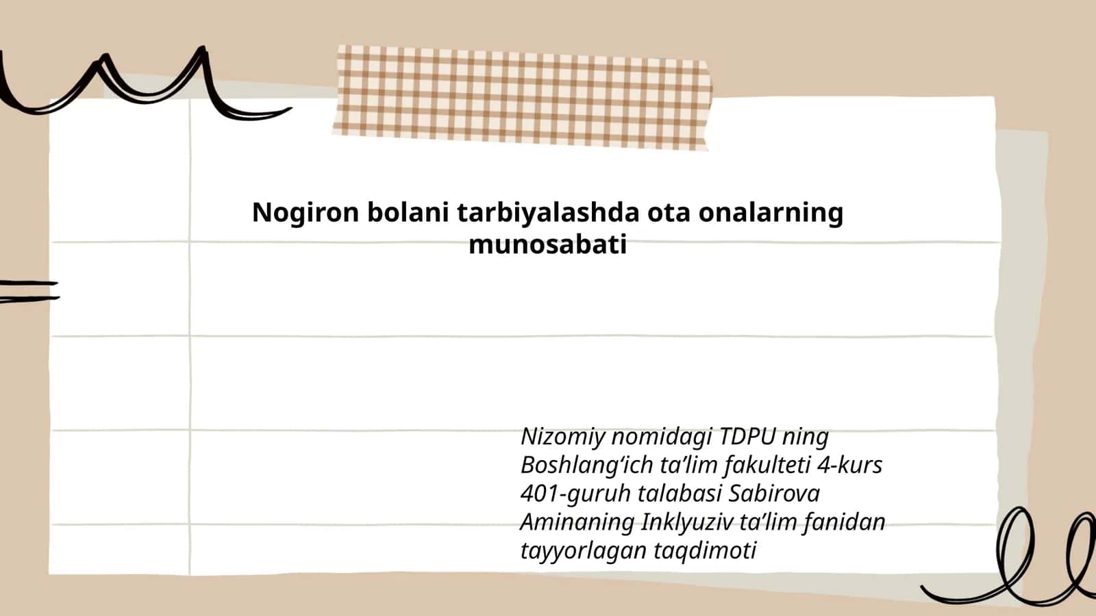 Nogiron bolani tarbiyalashda ota onalarning munosabati 1