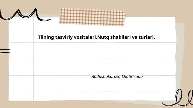 Tilning tasviriy vositalari.Nutq shakllari va turlari. 1