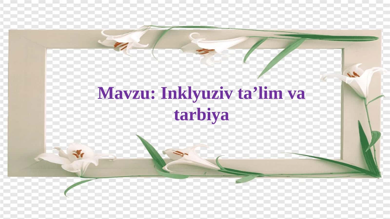 Inklyuziv ta’lim va tarbiya 1