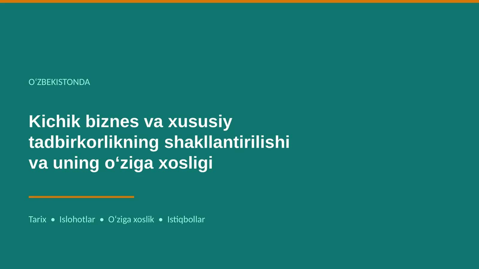 Kichik biznes va xususiy tadbirkorlik 1
