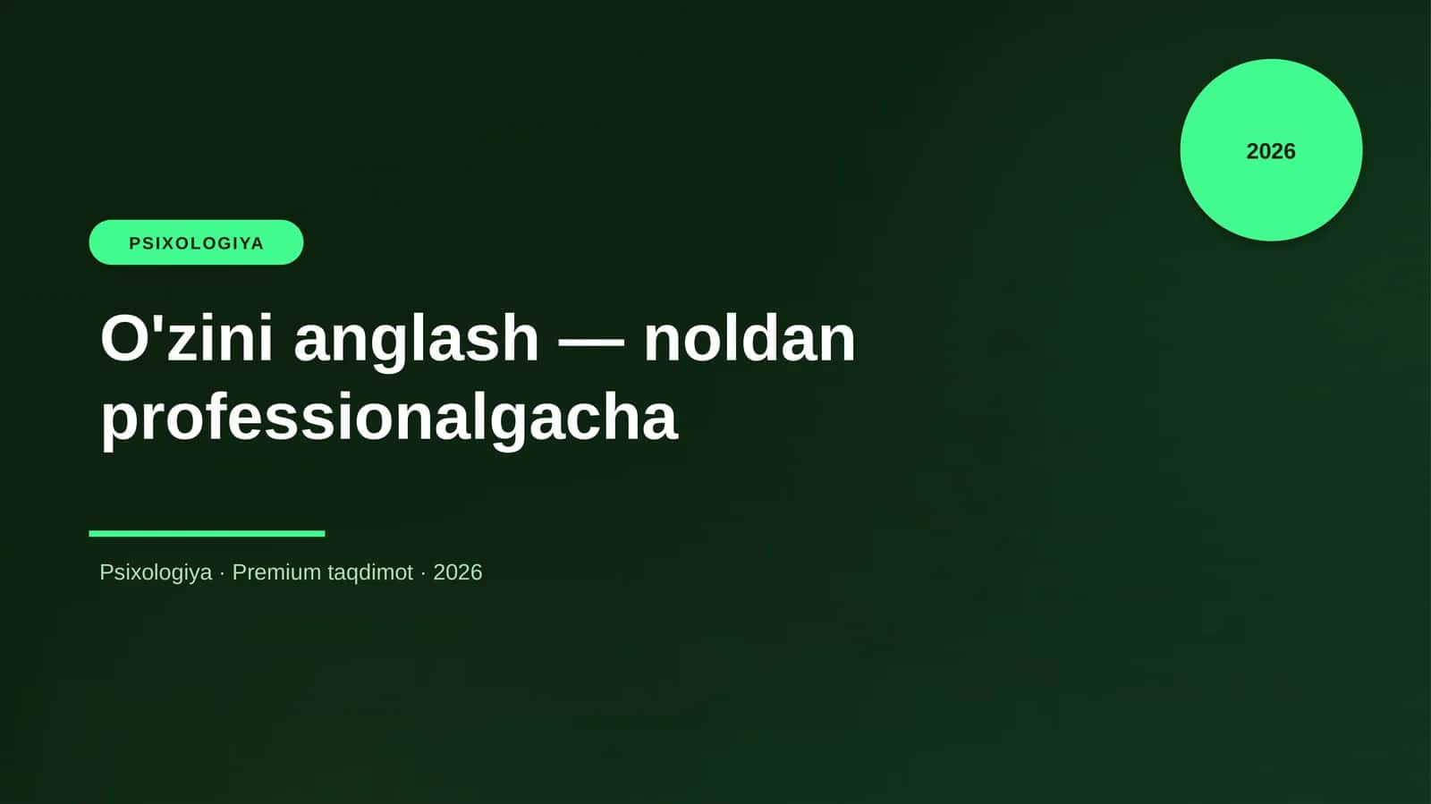 O'zini anglash — noldan professionalgacha 1