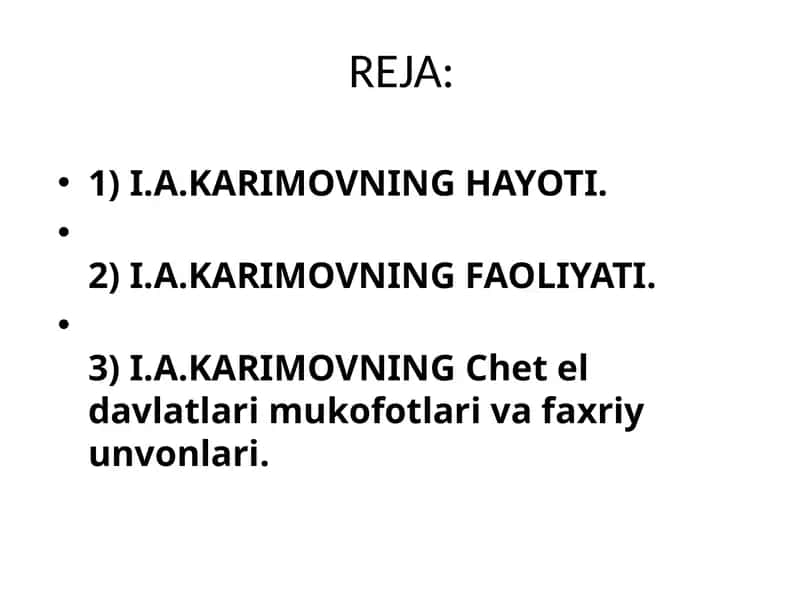 I.A.KARIMOVNING HAYOTI 1
