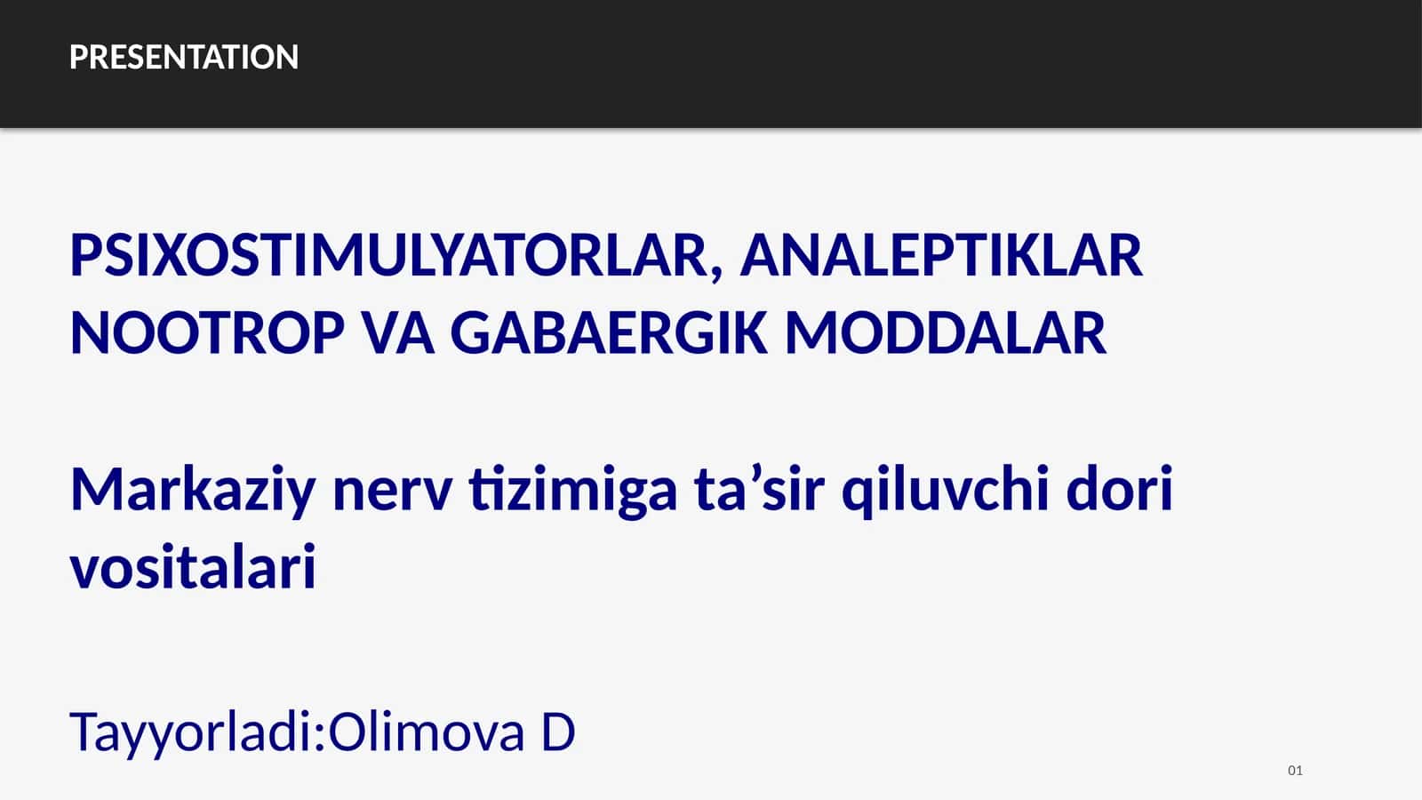 Psixostimulyatorlar, analeptiklarnootrop va GABAergik moddalar 1