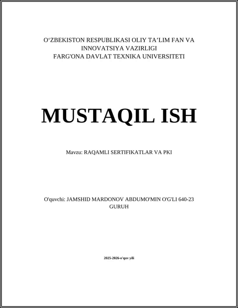 RAQAMLI SERTIFIKATLAR VA PKI 1