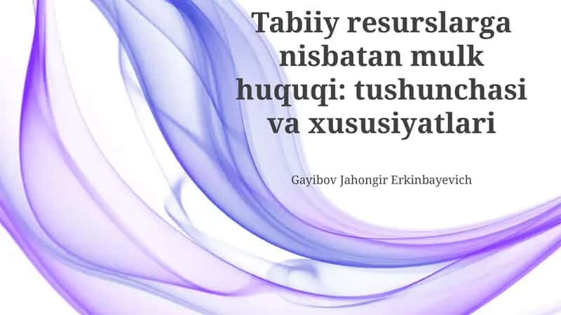 Tabiiy resurslarga nisbatan mulk huquqi: tushunchasi va xususiyatlari 1