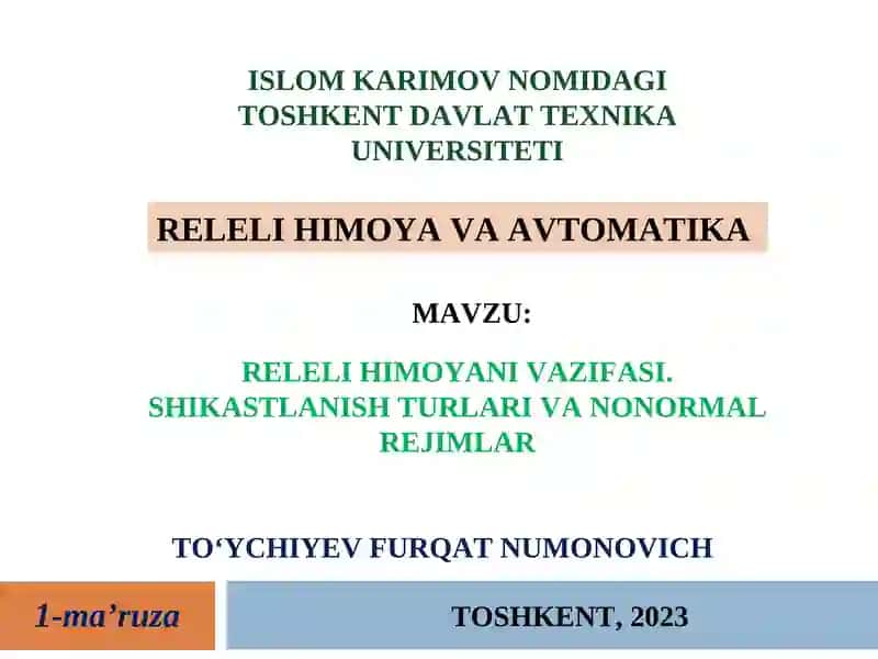 Releli himoya va avtomatika