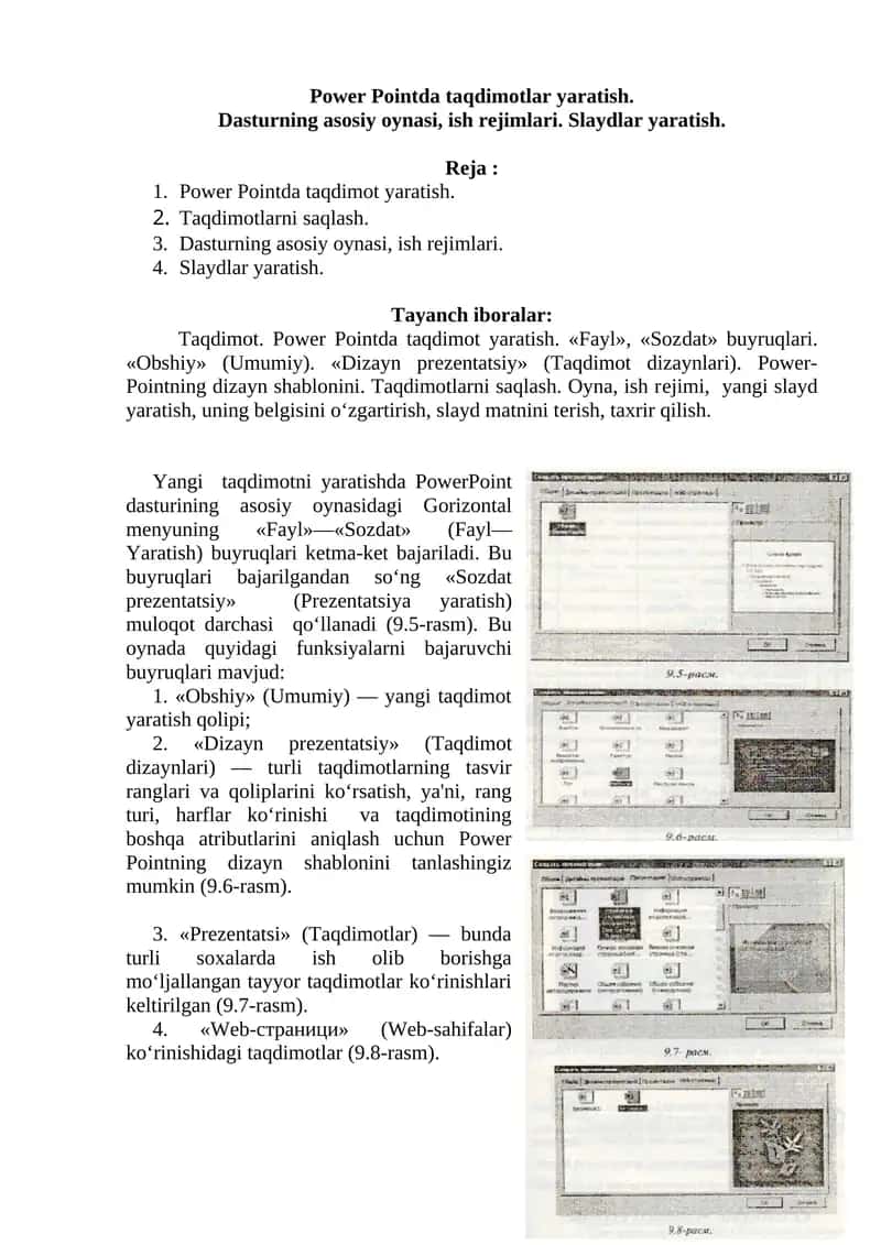 Power Pointda taqdimotlar yaratish 1