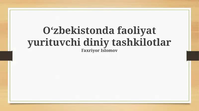 O'zbekistonda diniy tashkilotlar 1
