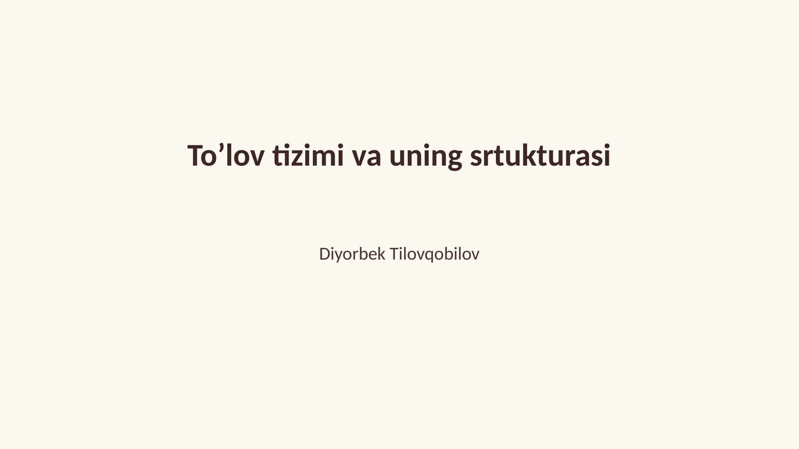 To’lov tizimi va uning srtukturasi 1