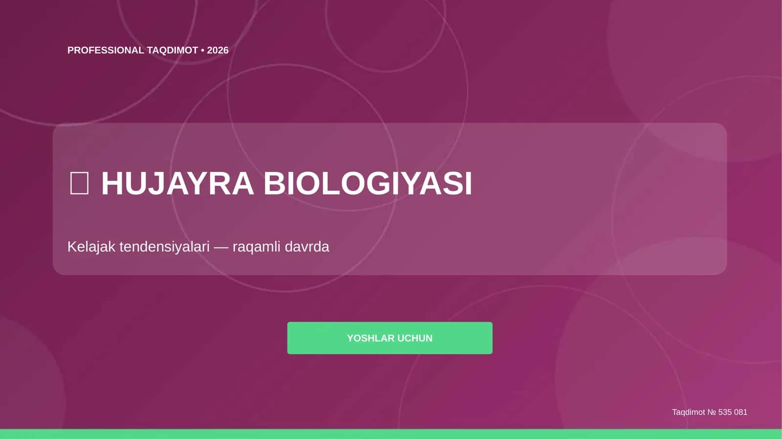 Hujayra biologiyasi: kelajak tendensiyalari (raqamli davrda) [yoshlar uchun] 1