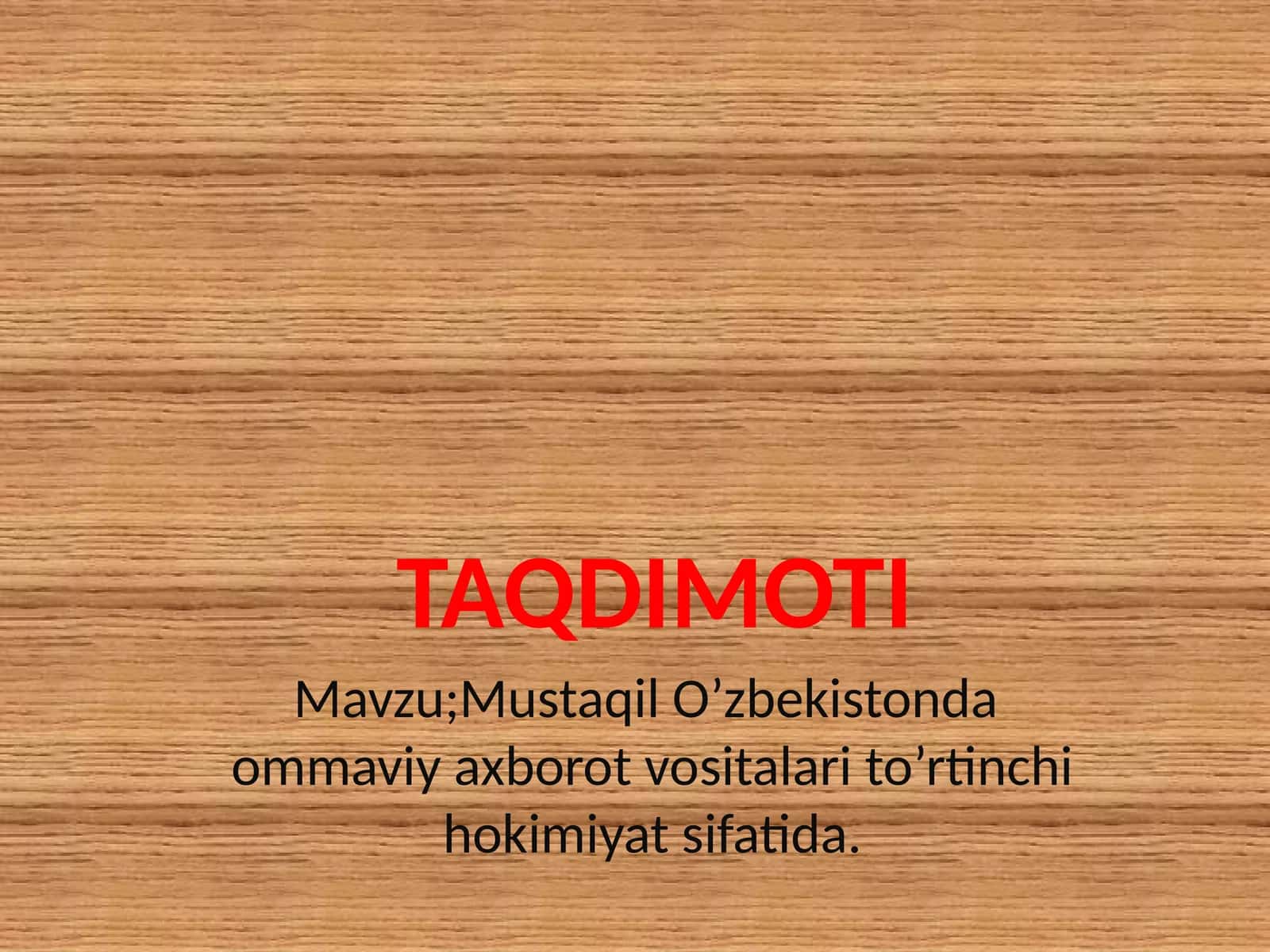 Ommaviy axborot vositalari to'rtinchi hokimiyat sifatida 1