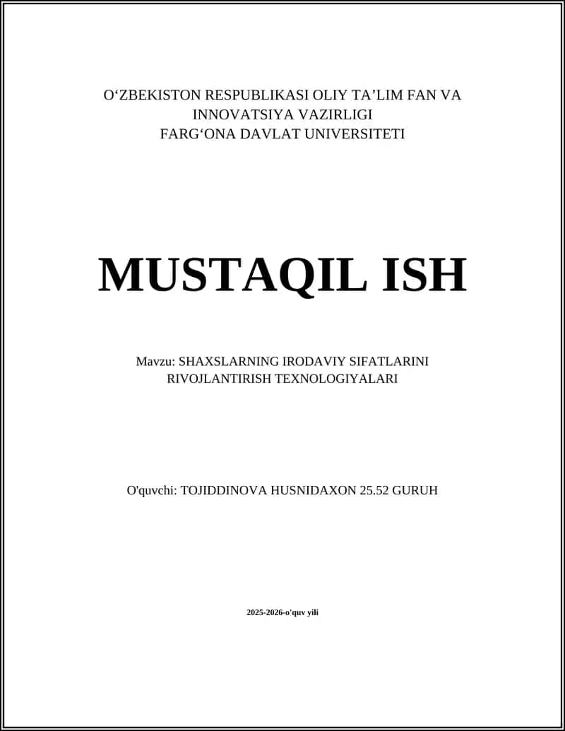 SHAXSLARNING IRODAVIY SIFATLARINI RIVOJLANTIRISH TEXNOLOGIYALARI 1