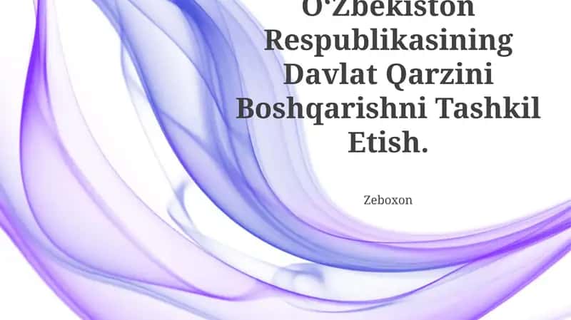 Oʻzbekiston Respublikasining Davlat Qarzini Boshqarishni Tashkil Etish 1