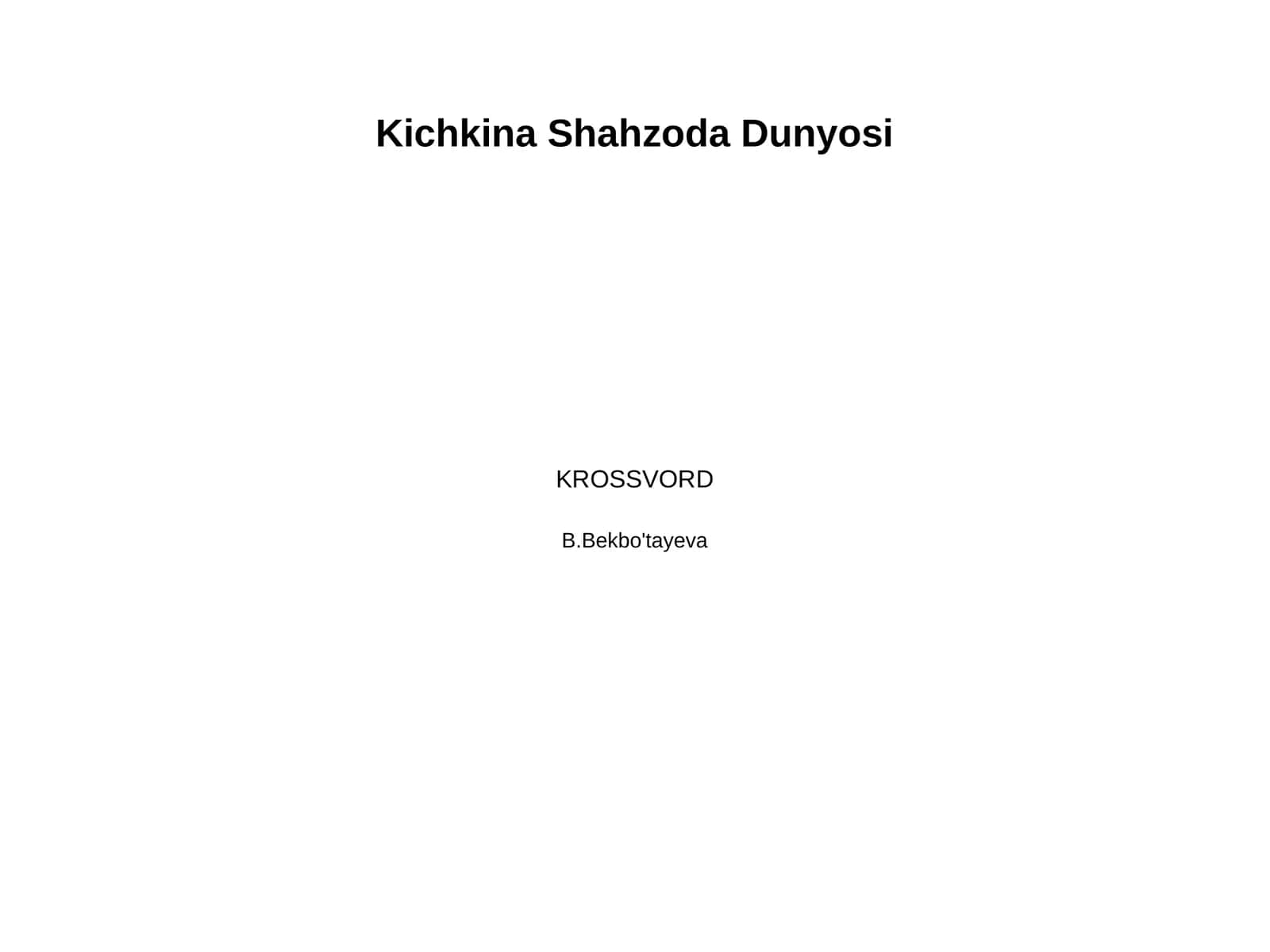 Kichkina Shahzoda 1