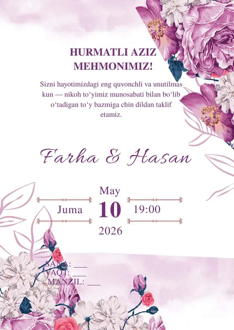 Taklifnoma shablon 1