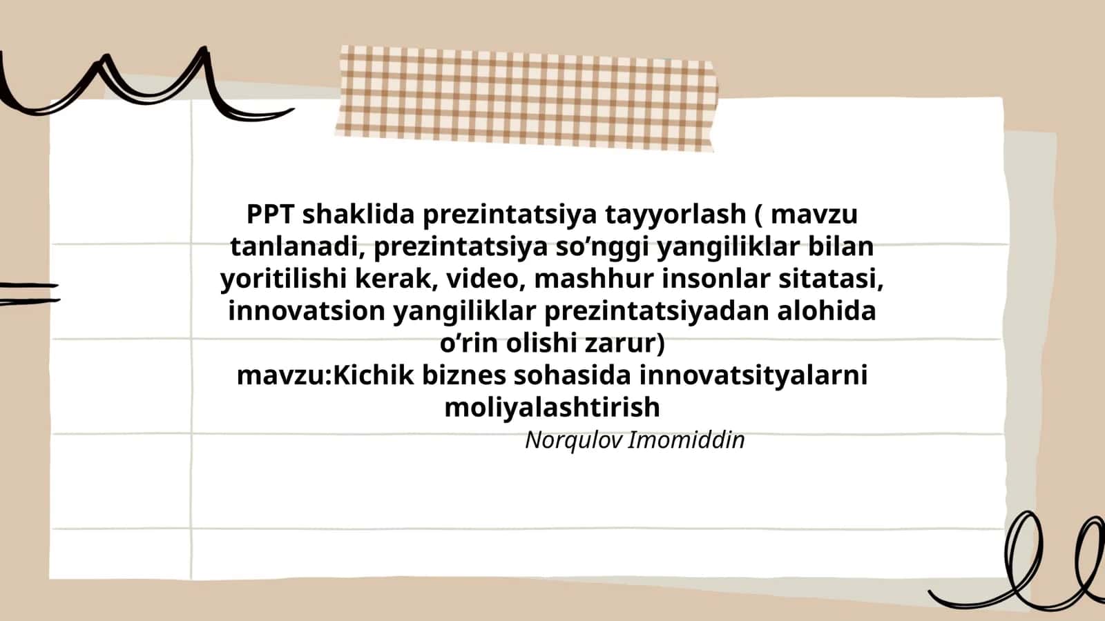 Kichik biznes sohasida innovatsityalarni moliyalashtirish 1