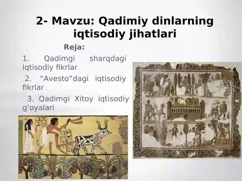 Qadimiy dinlarning iqtisodiy jihatlari