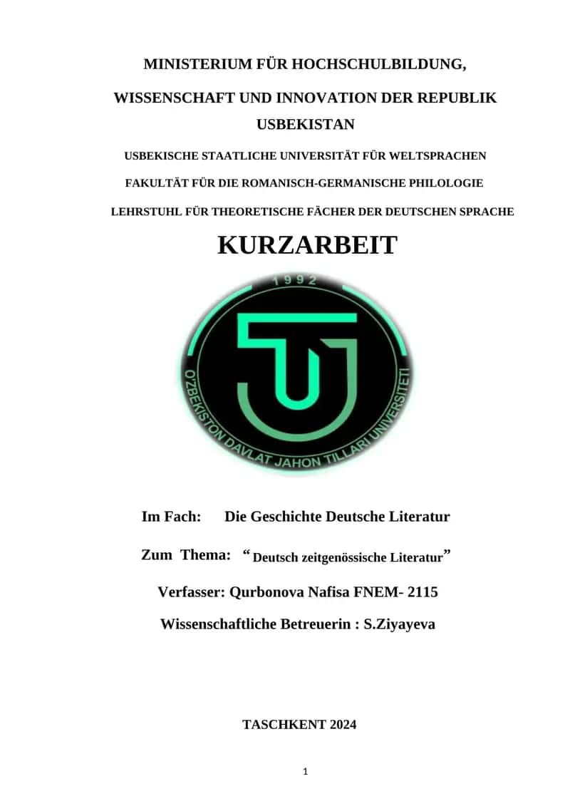 Die Geschichte Deutsche Literatur 1
