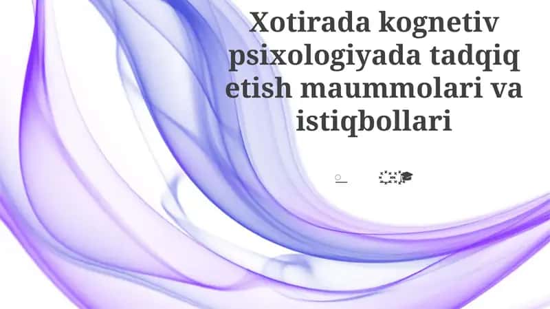 O'zbekistonda Kognitiv Psixologiyaga Kirish 1