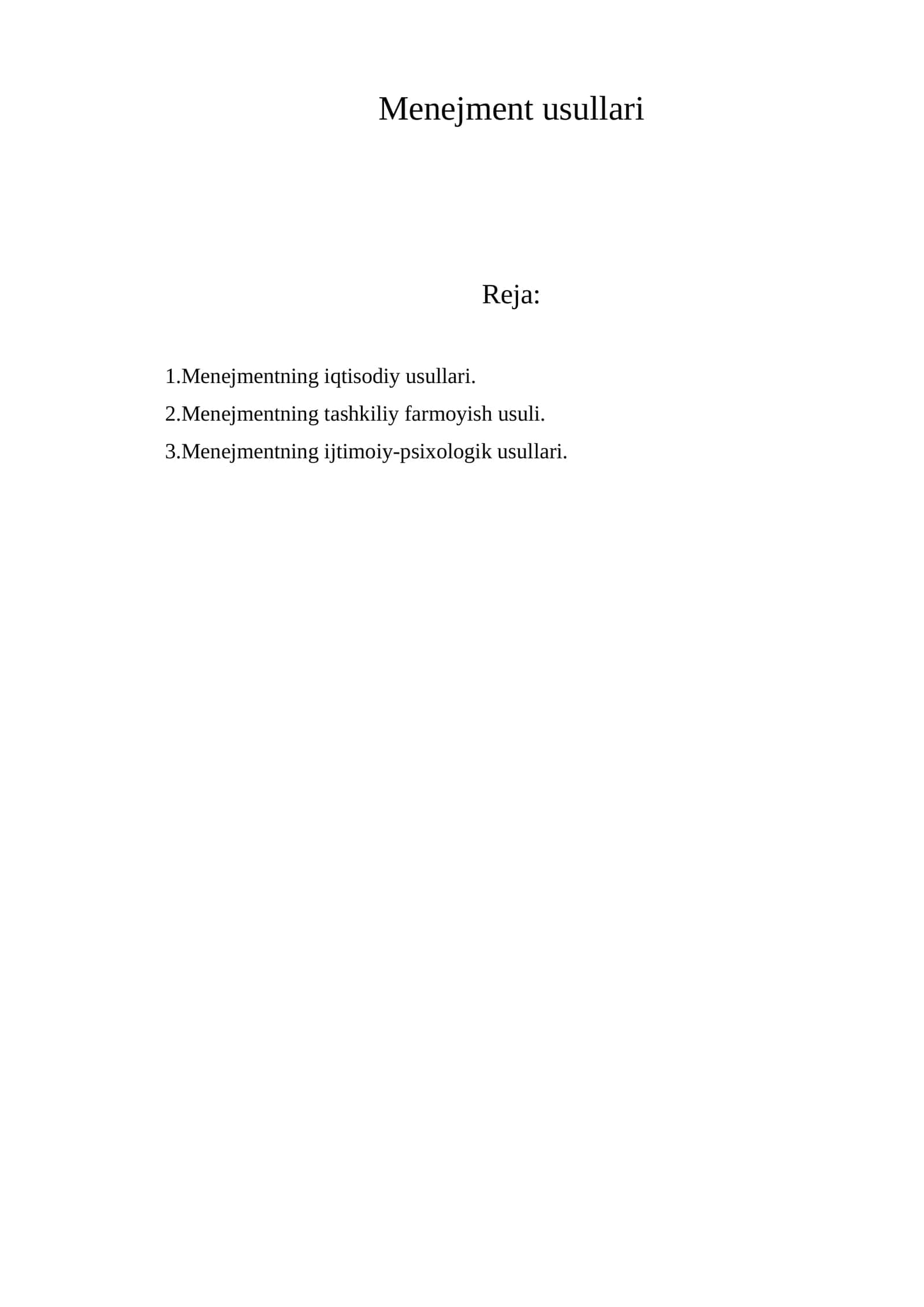 Menejment usullari 1