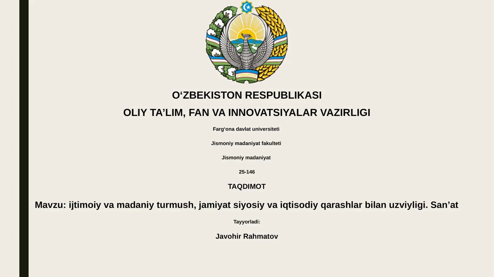 ijtimoiy va madaniy turmush, jamiyat siyosiy va iqtisodiy qarashlar bilan uzviyligi. San’at 1