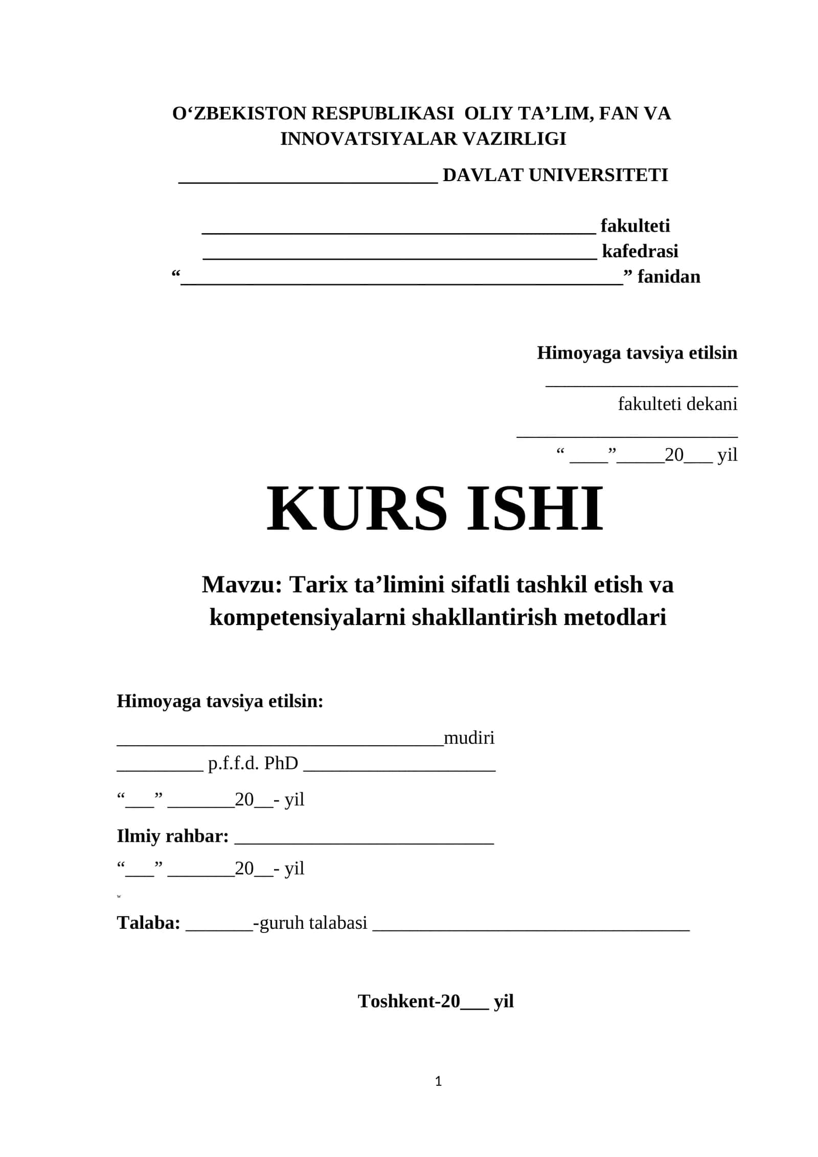 Tarix ta’limini sifatli tashkil etish va kompetensiyalarni shakllantirish metodlari 1
