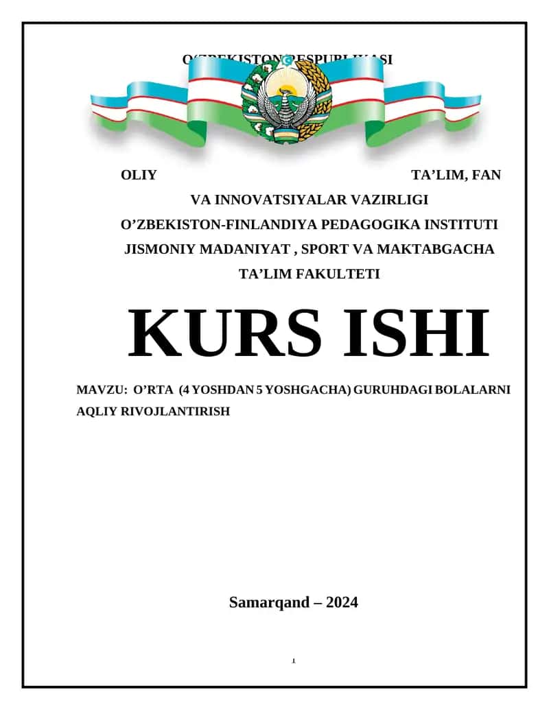 O’Rta (4 yoshdan 5 yoshgacha) guruhdagi bolalarni aqliy rivojlantirish 1