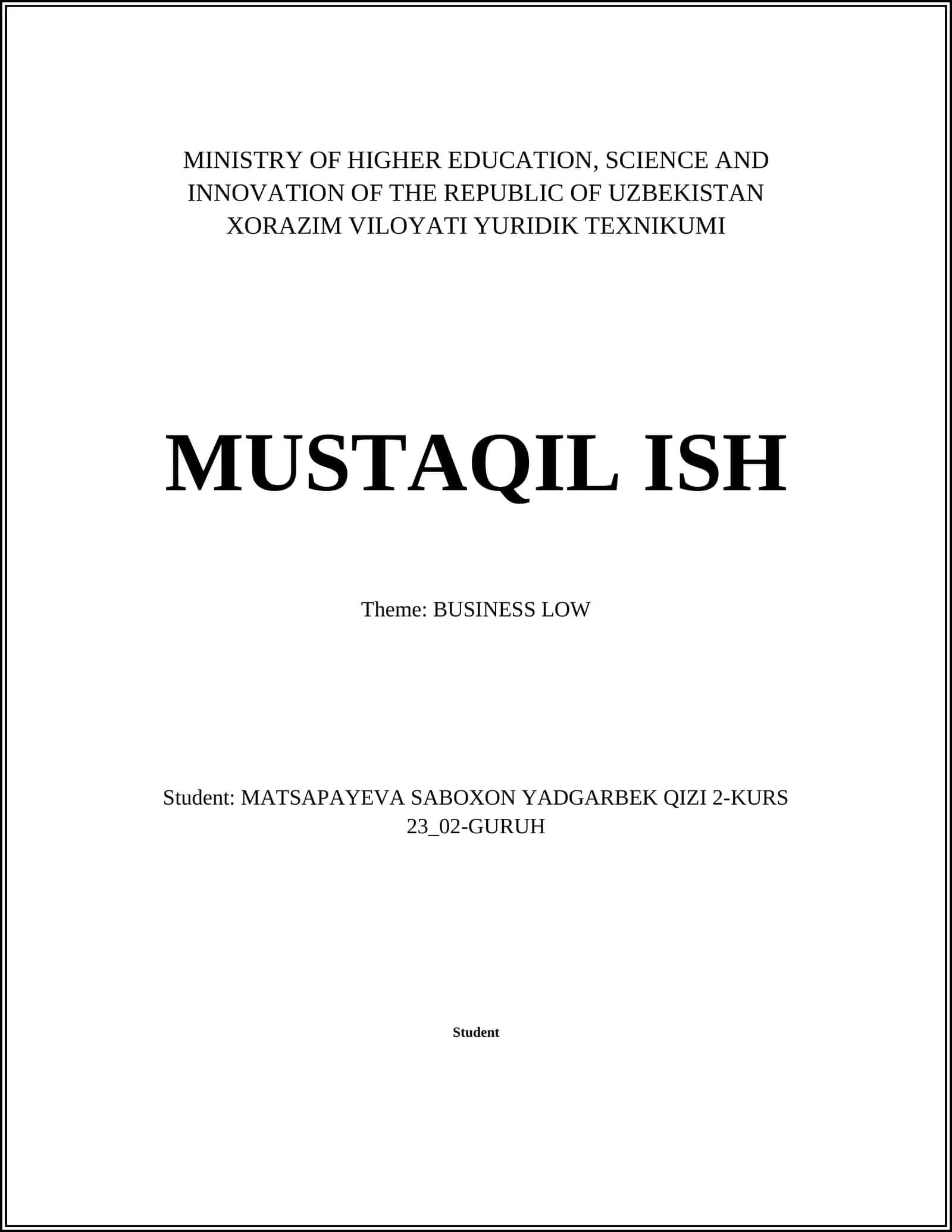 Contract Law in Business 1