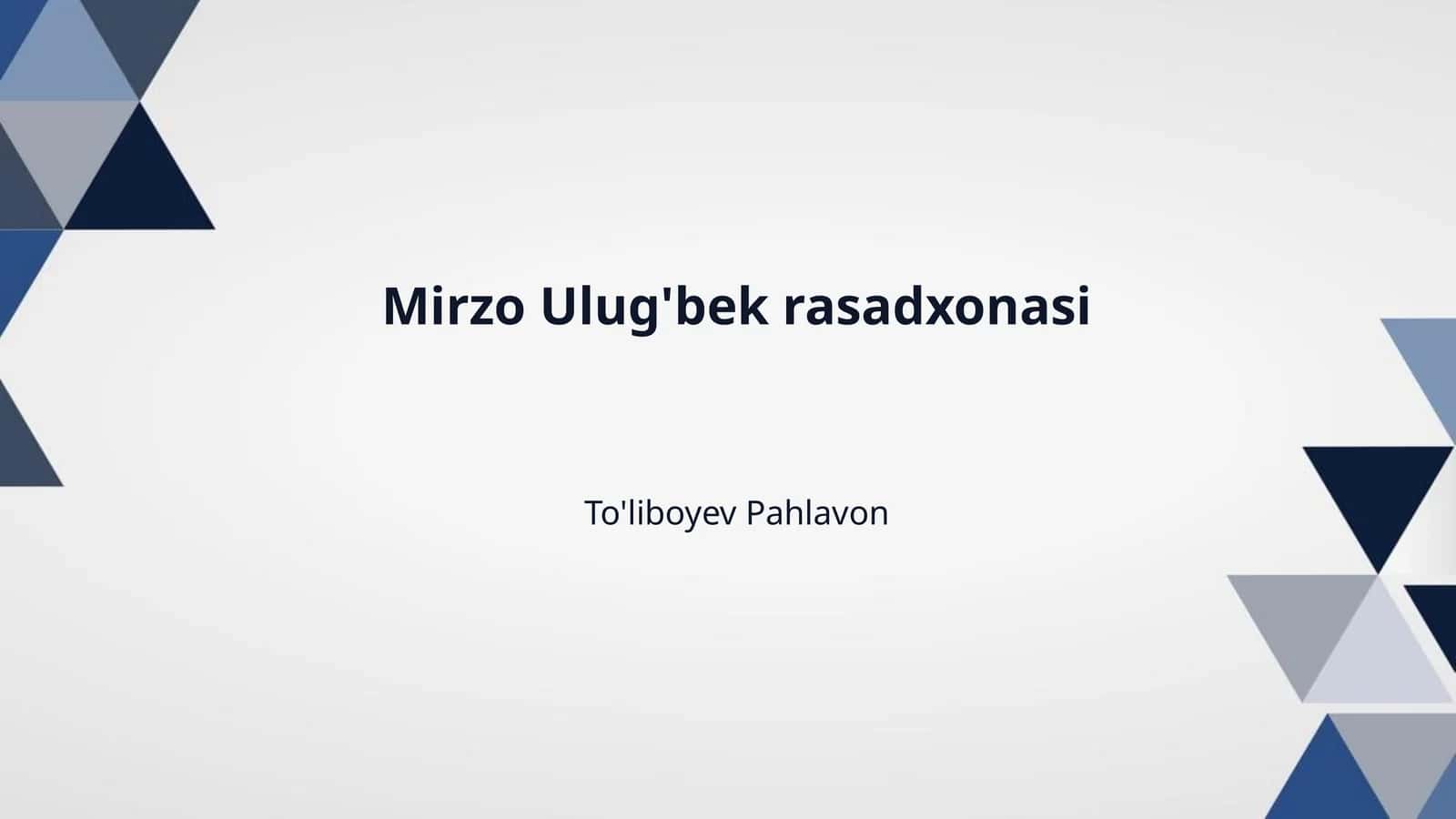 Mirzo Ulug'bek rasadxonasi 1