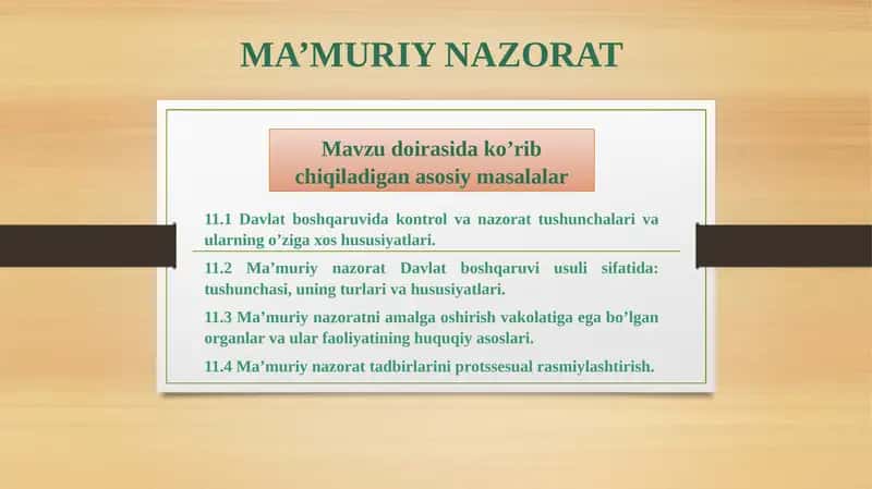 MA’MURIY NAZORAT 1