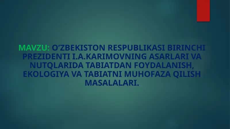 I.A. Karimovning asarlaridan 1