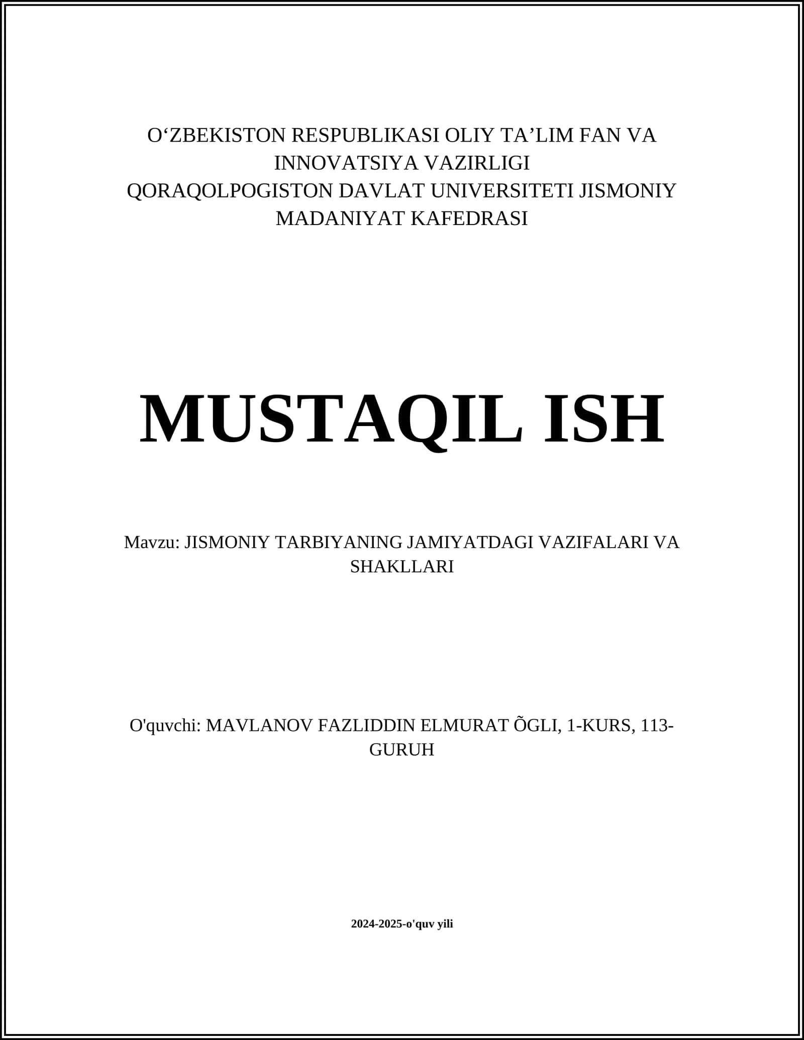 Jismoniy tarbiyaning jamiyatdagi vazifalari va shakllari 1