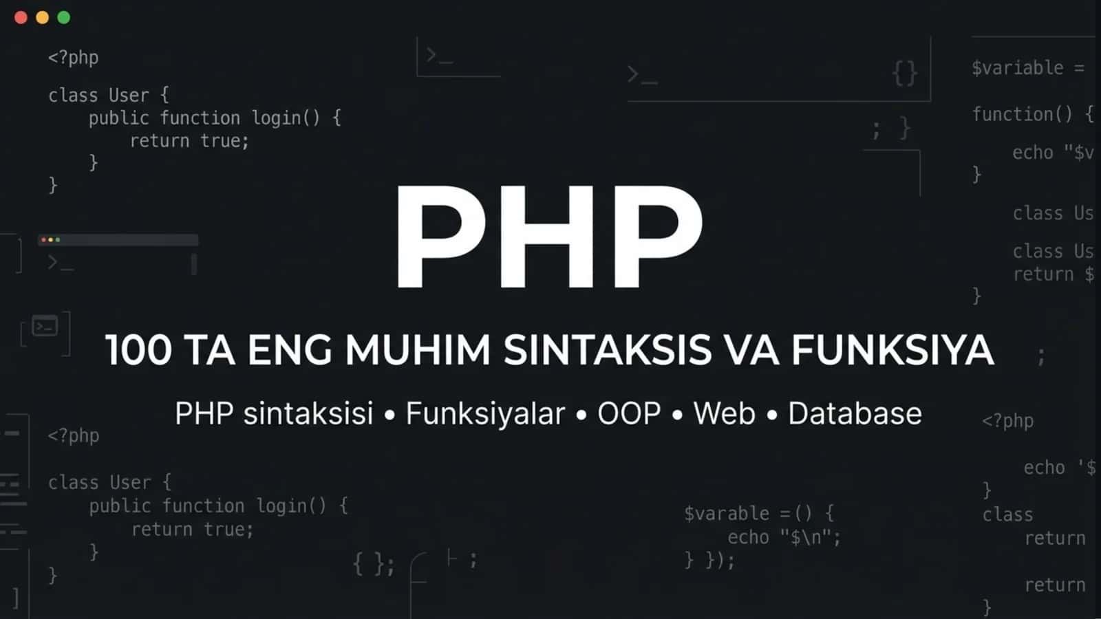 PHP — 100 TA ENG MUHIM SINTAKSIS VA FUNKSIYA 1