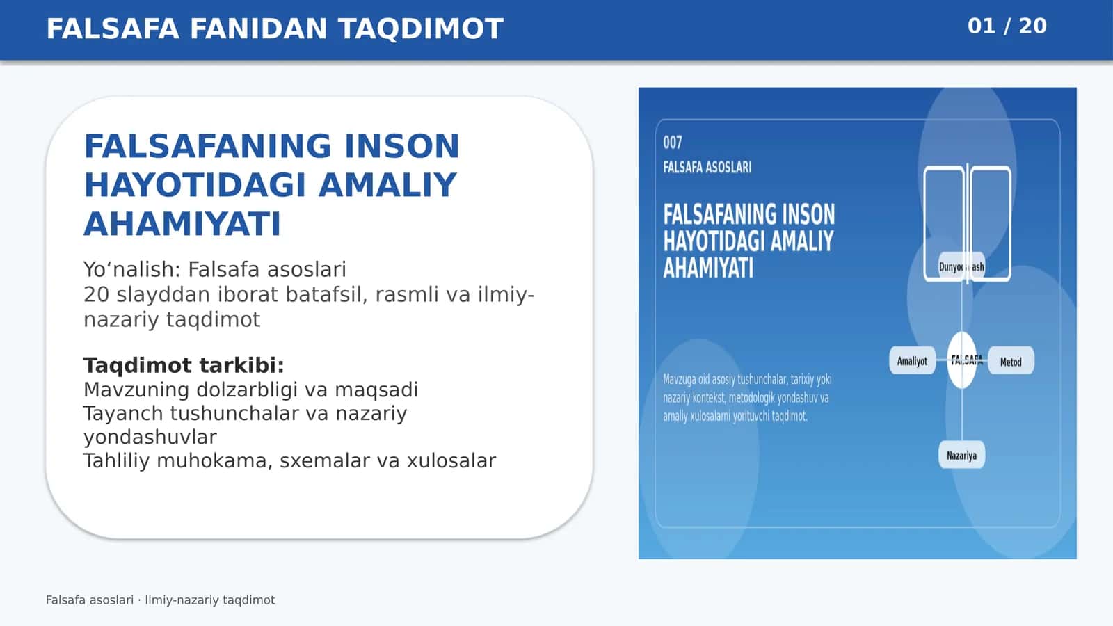 FALSAFA FANIDAN TAQDIMOT 1