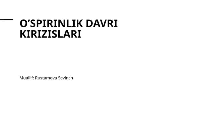 O’spirinlik davri kirizislari 1