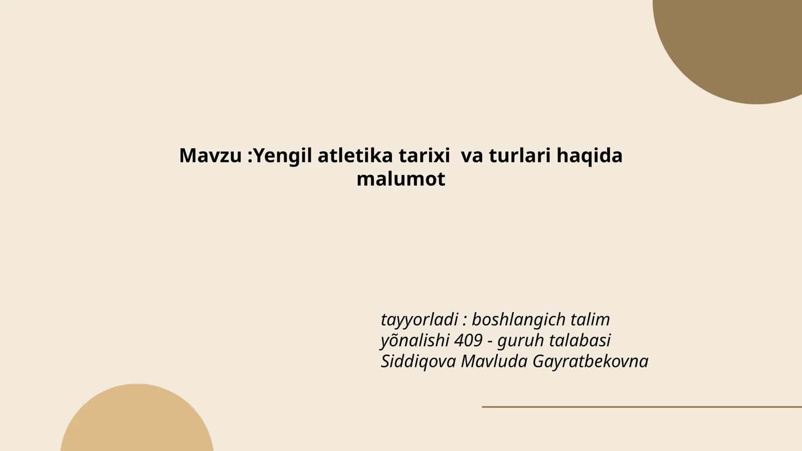 Yengil atletika tarixi va turlari haqida malumot 1