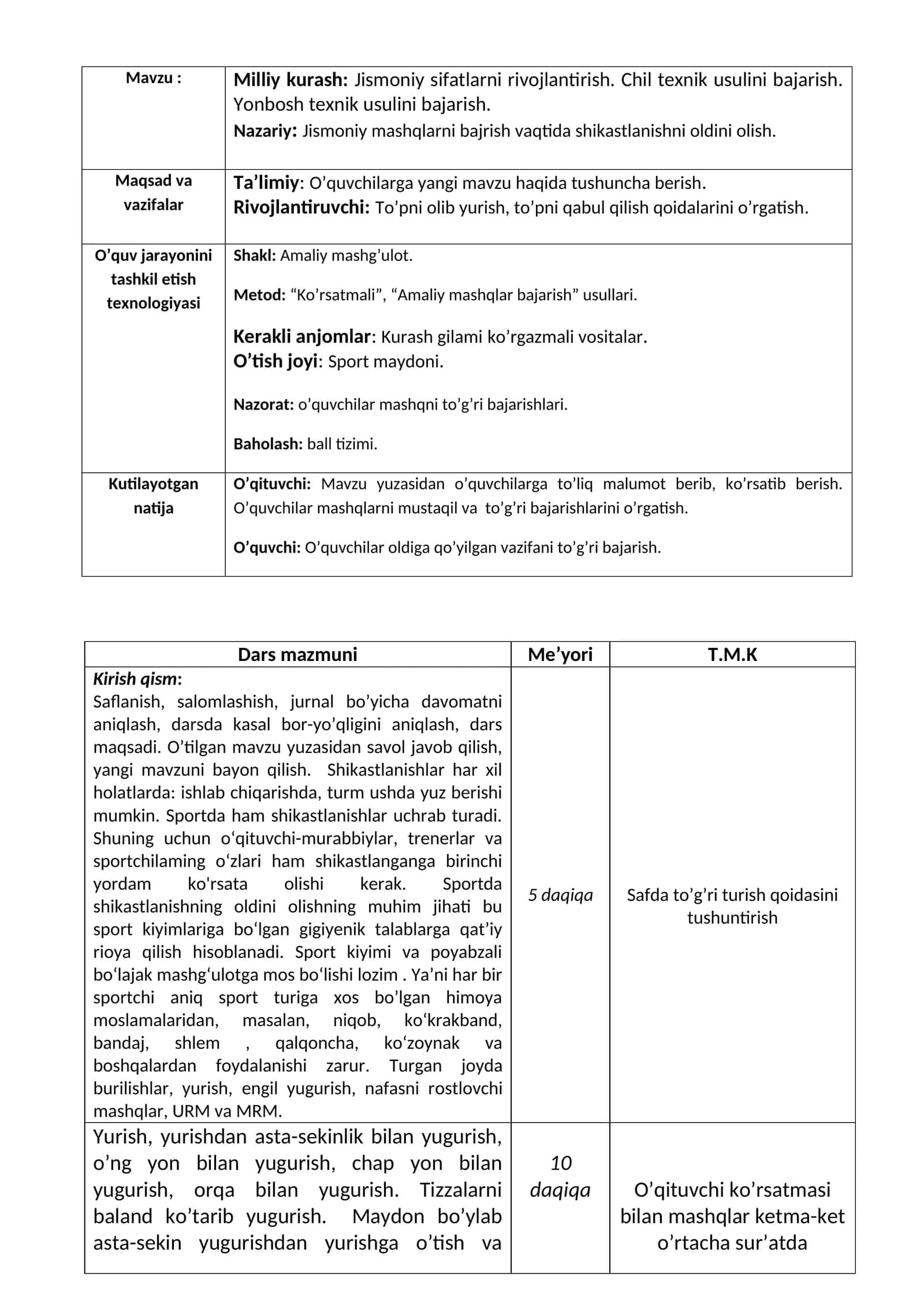 Milliy kurash: Jismoniy sifatlarni rivojlantirish. Chil texnik usulini bajarish. Yonbosh texnik usulini bajarish 1